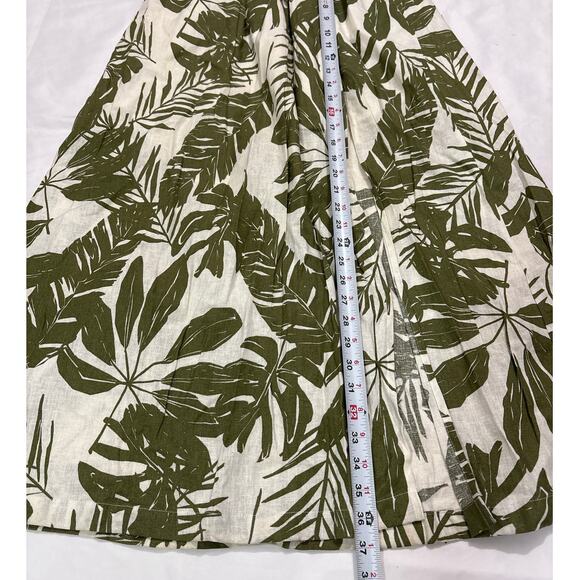 Abercrombie & Fitch Womens S Green Tropical Leaf Print Linen Blend Maxi Skirt - Picture 10 of 10